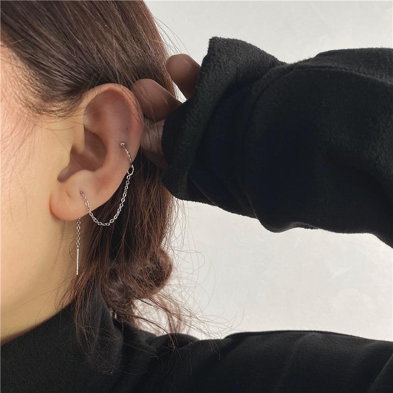 Chain Thread Earrings With Cuff