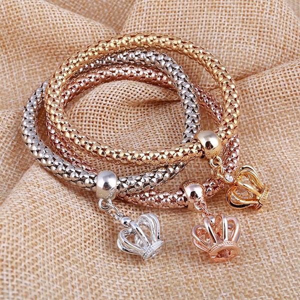 Hollow Crown Charm Bracelet