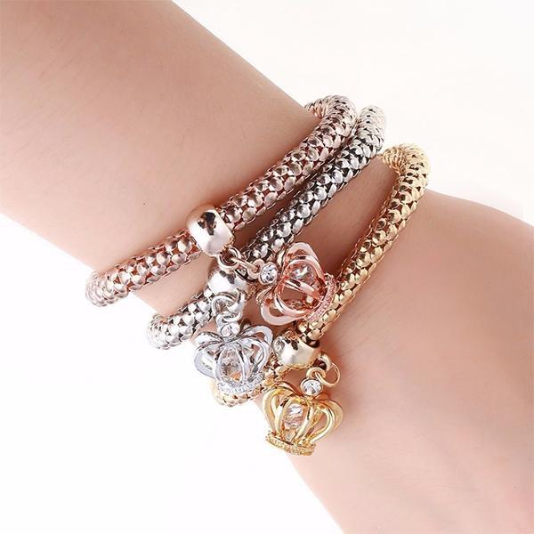 Hollow Crown Charm Bracelet