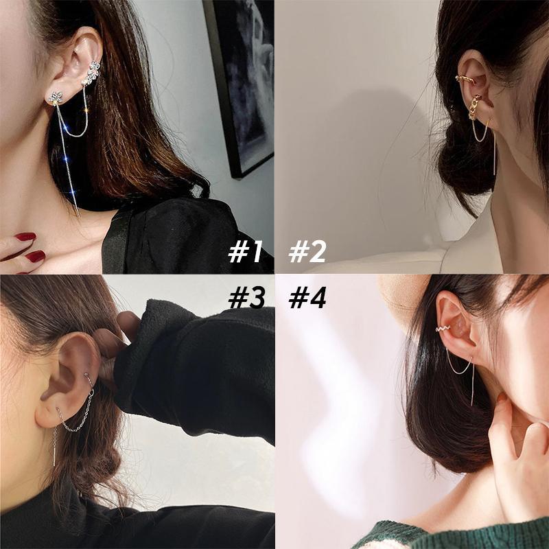 Chain Thread Earrings With Cuff