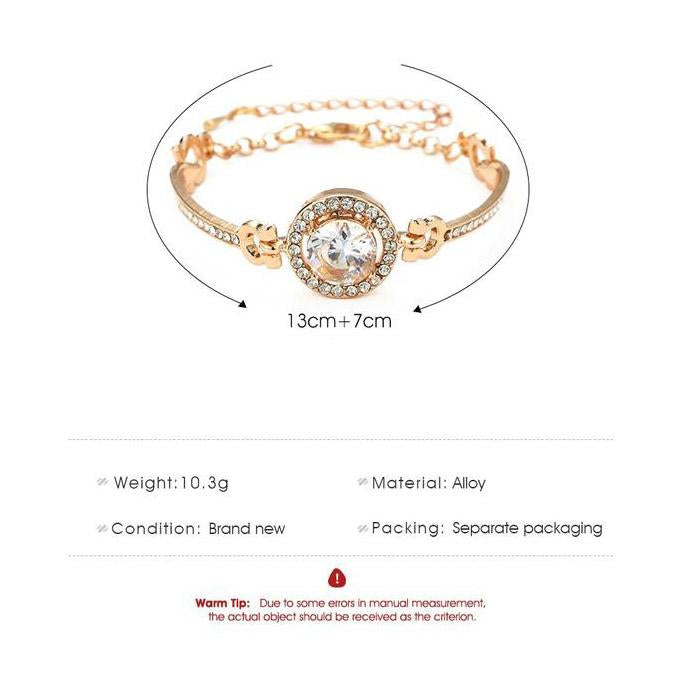 Elegant Cubic Zirconia Crystal Bracelet For Women Rose Gold Silver Color Bracelets Bangles Statement Fashion Jewelry New