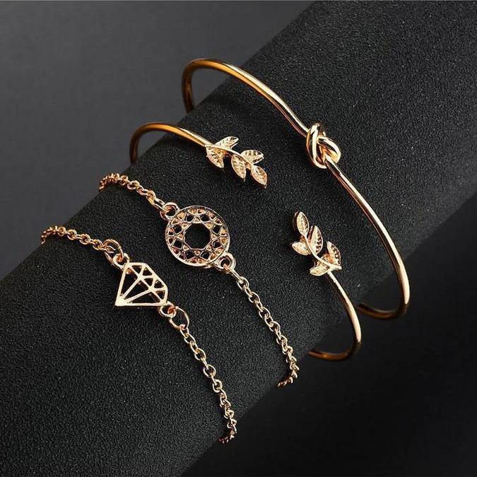 Bohemian Glam Gold Bracelets Stack - 4pcs