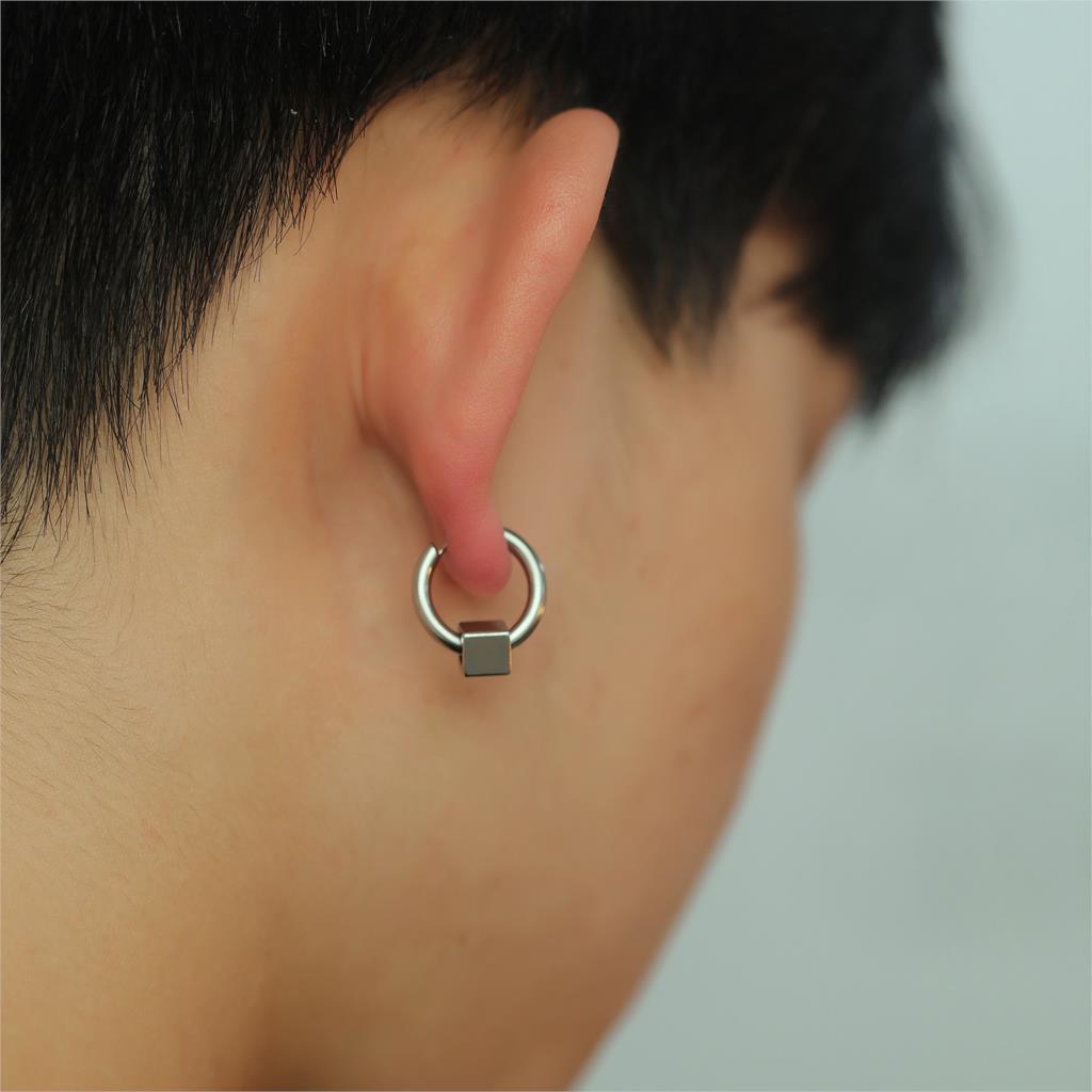 Men Stud Earrings Simple Geometric Stainless Steel Korean Charm Fashion Jewelry