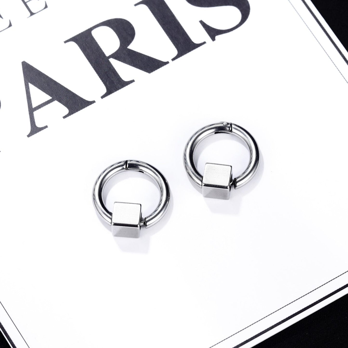 Men Stud Earrings Simple Geometric Stainless Steel Korean Charm Fashion Jewelry