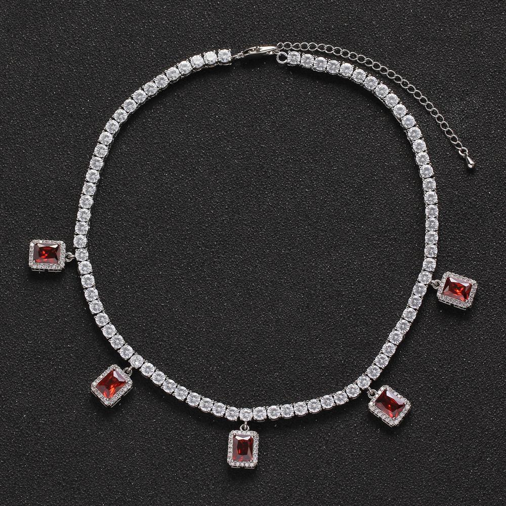 4MM Tennis Chain Square Shape Choker Necklace- Women's Hip Hop Gift For Christmas