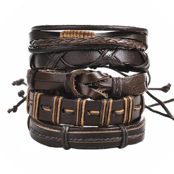 Black / Brown Vintage Multi-layer Leather Wrap Bracelet