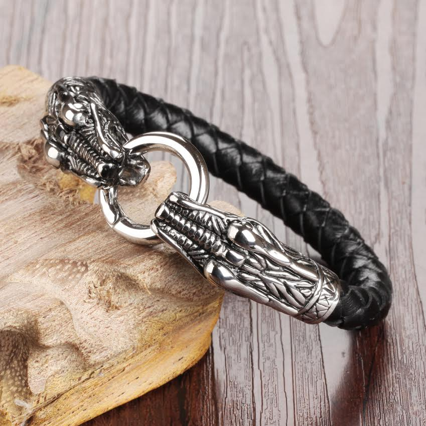 Game Of Thrones Inspired Double Dragon Stainless Steel Men's Bracelet - Florence Scovel - 3