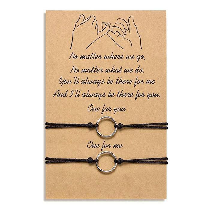 2pcs/set Heart Life Tree Charm Bracelets One for you one for me Black String Braiding Couple Bracelet for Men Women Wish Card