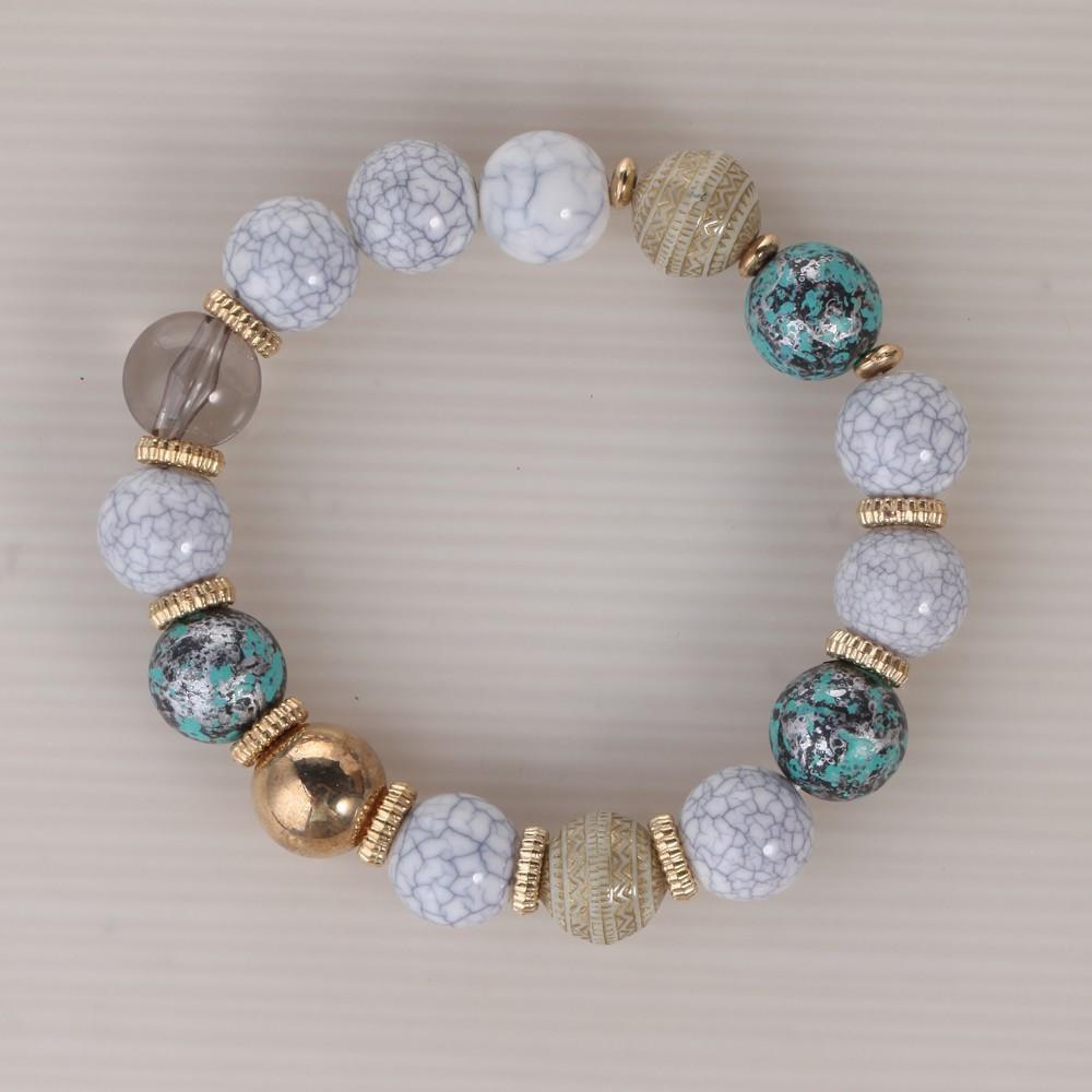 3-Piece Stone and Wood Beads Elephant Charm Boho Bracelet Set