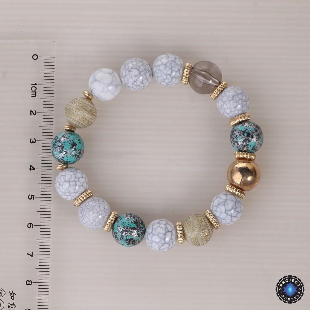 3-Piece Stone and Wood Beads Elephant Charm Boho Bracelet Set