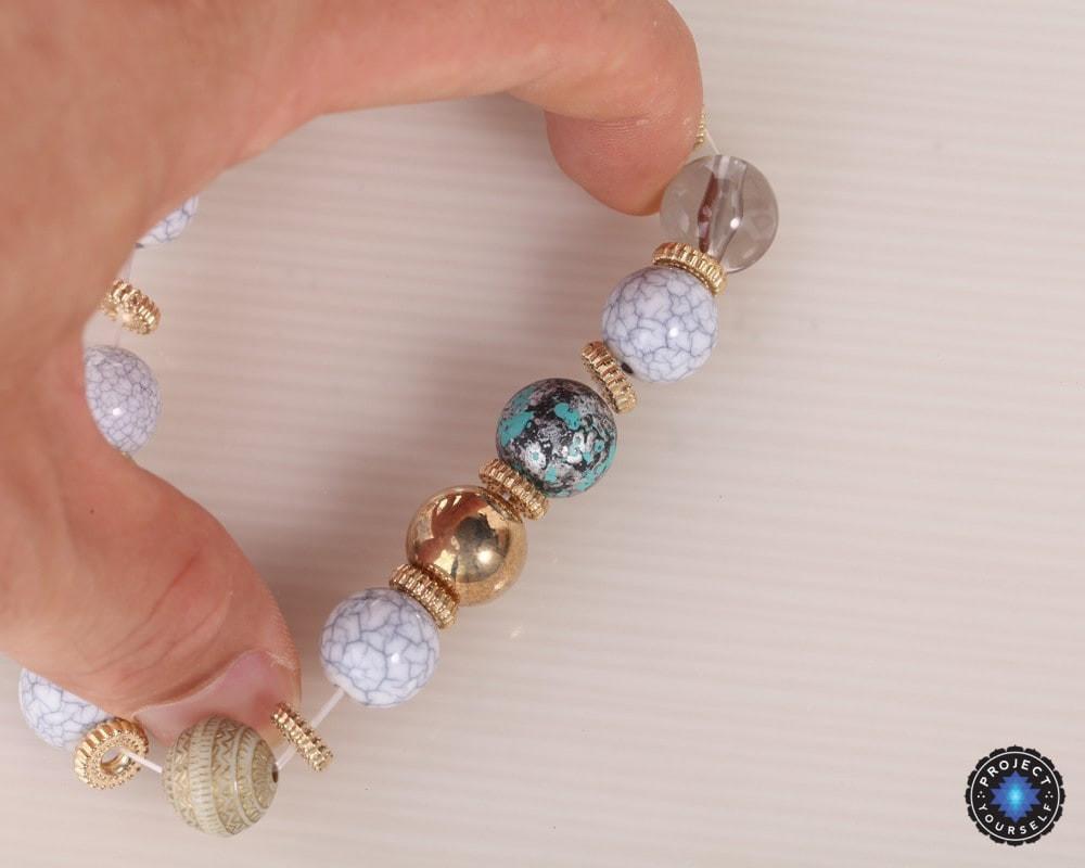3-Piece Stone and Wood Beads Elephant Charm Boho Bracelet Set