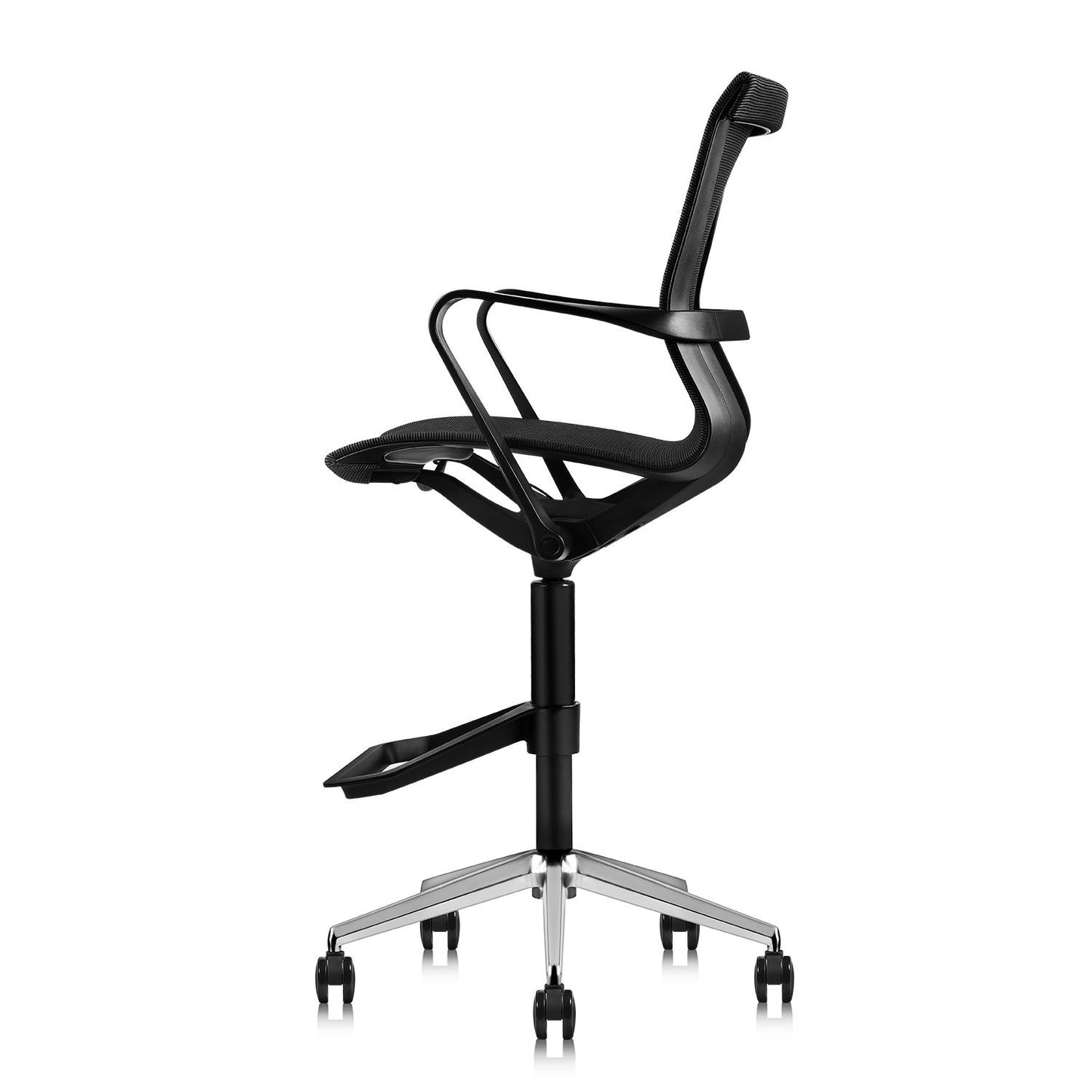 Ergonomic Drafting Chair | with Sports Spine and Foot Carrier | Breathable Mesh Fabric | Black Nylon Frame with Standard Carpet Casters