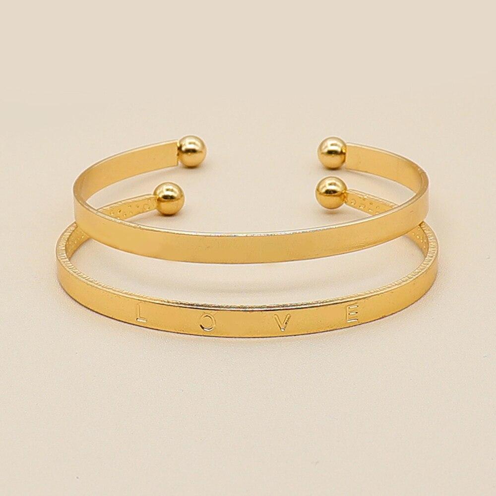 6Pcs/2Pcs/Set Women Bracelets Boho Vintage Gold Geometric Carved Arrow Round Letter Bracelet Set Beach Fashion Jewelry