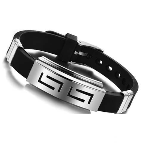 Men's Stainless Steel and Black Rubber Bracelet - Florence Scovel - 2