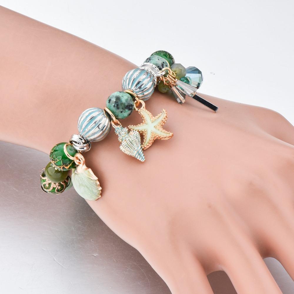 Seaside Summer Beaded Bracelet (Pink, Blue & Green)