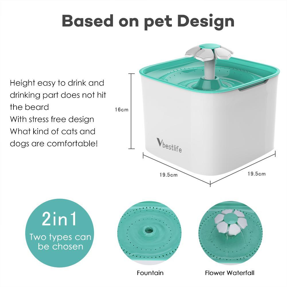 Hoison Cat and Dog Flower Fountain with Filter, Cascading Cat Fountain Holding Scent and Bacteria, Dri
