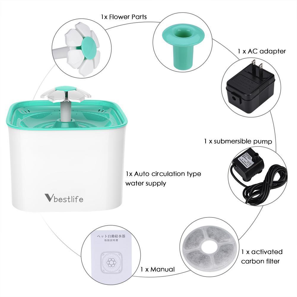 Hoison Cat and Dog Flower Fountain with Filter, Cascading Cat Fountain Holding Scent and Bacteria, Dri