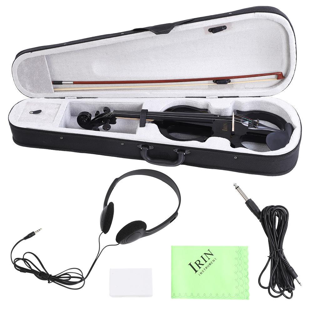 Maple Wood 4/4 Electric Violin Fiddle with Bow Headphone Audio Cable Accessories