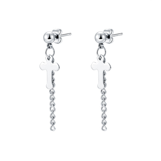 Women's titanium steel cross earrings Fashion all-match trendy earrings