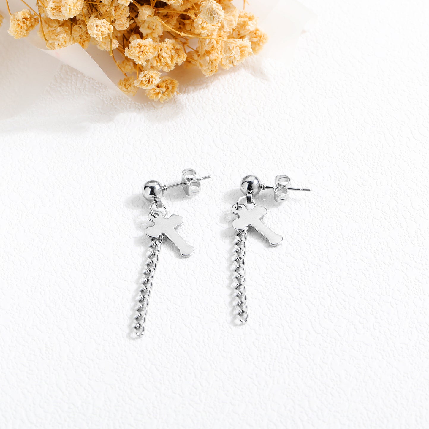 Women's titanium steel cross earrings Fashion all-match trendy earrings