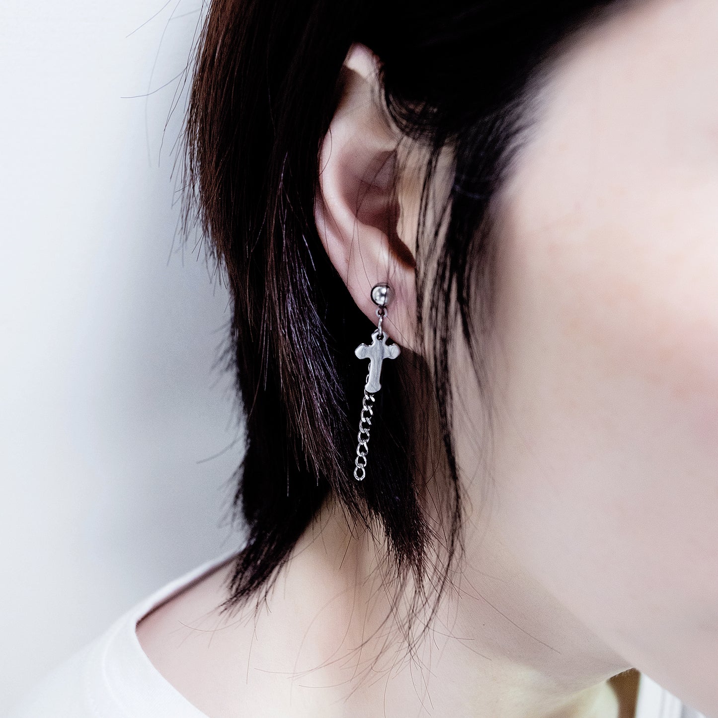 Women's titanium steel cross earrings Fashion all-match trendy earrings