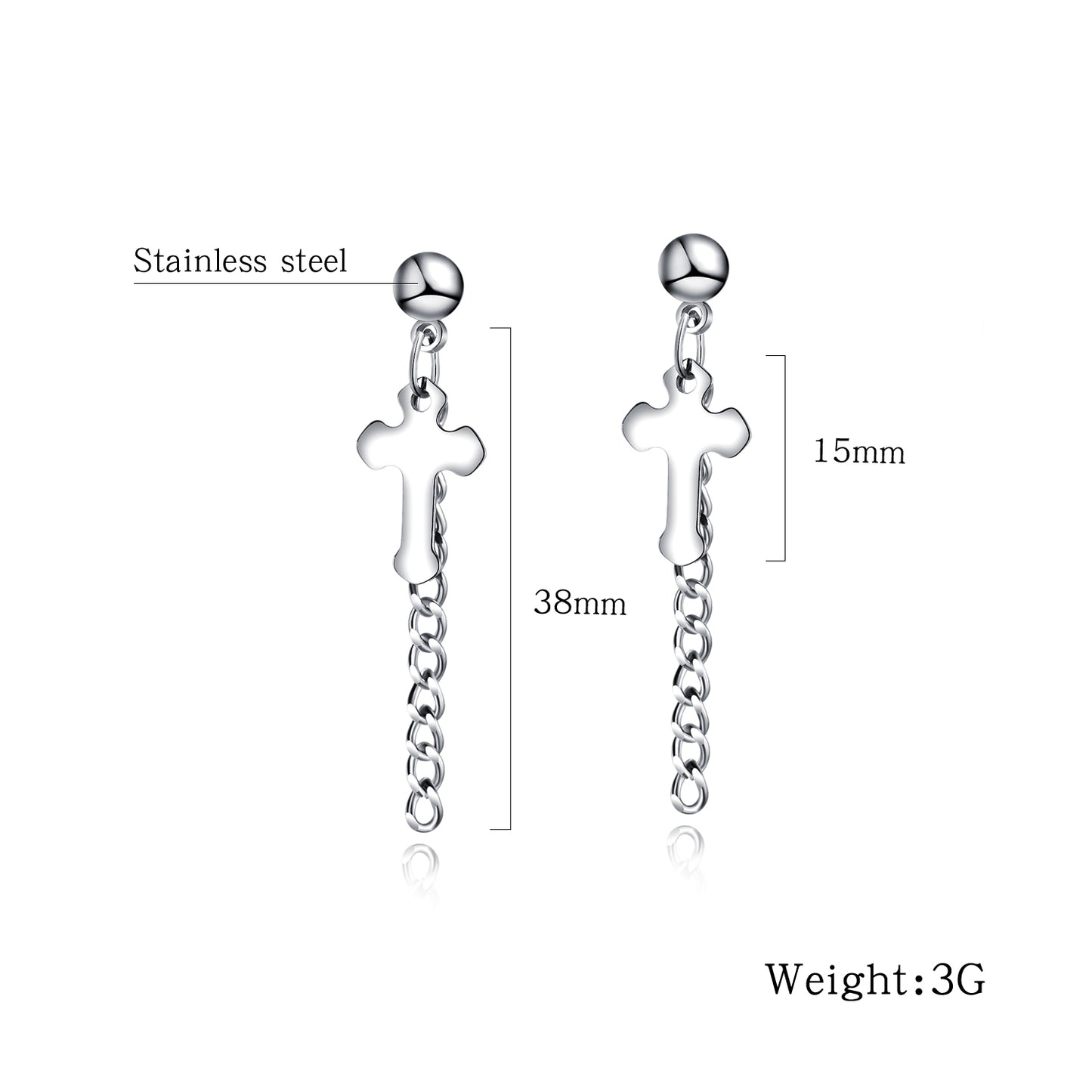 Women's titanium steel cross earrings Fashion all-match trendy earrings
