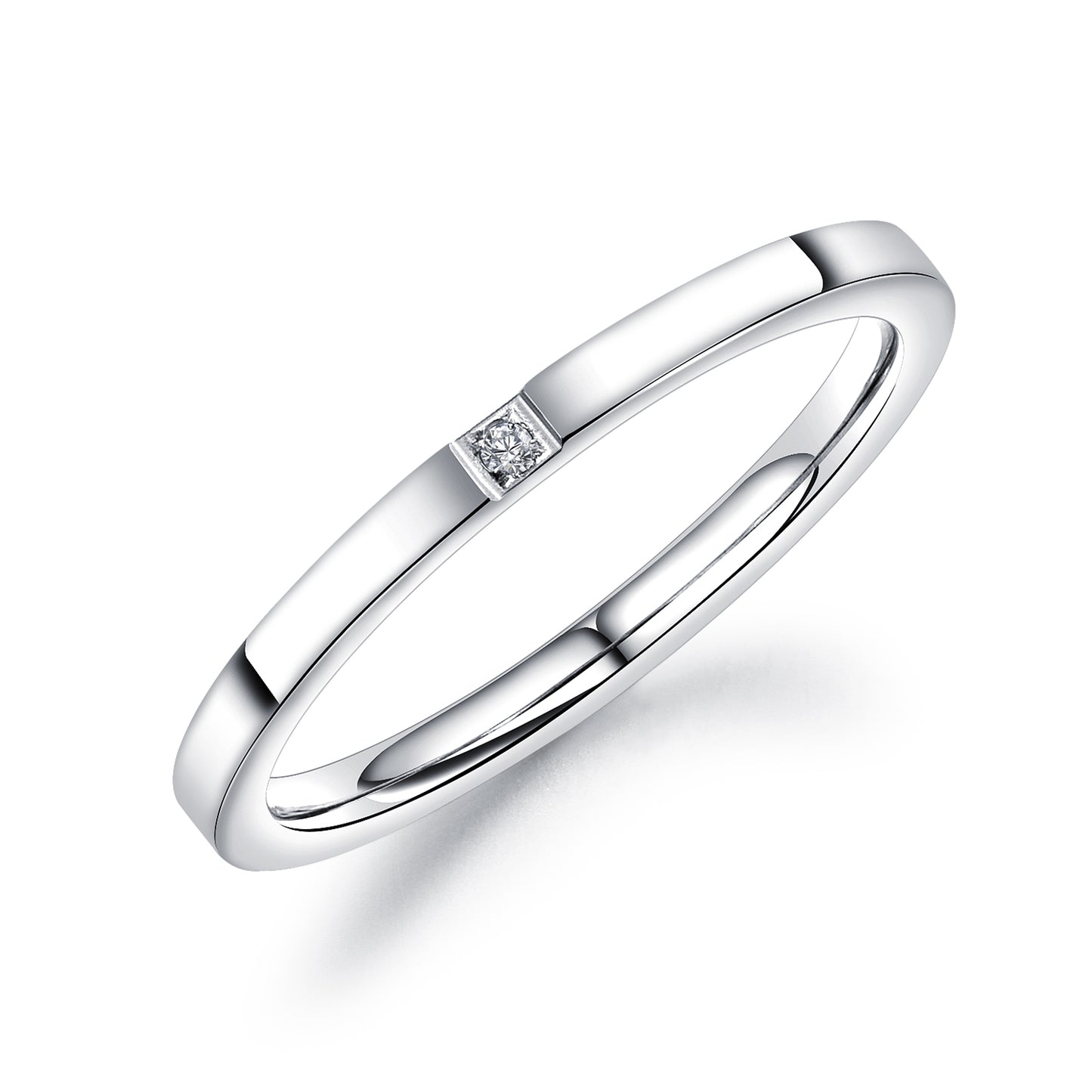 Single diamond titanium steel ladies ring
