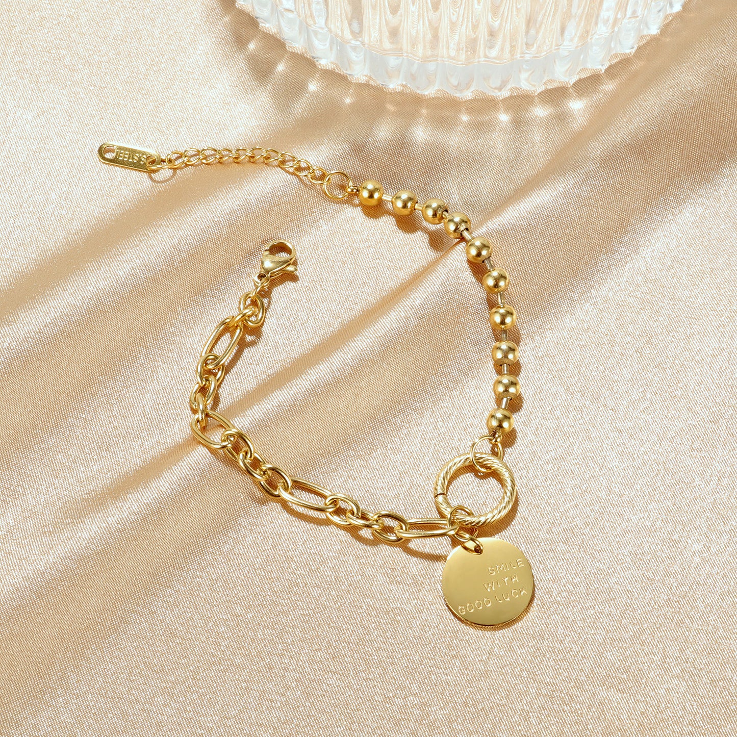 All-match chain round bead titanium steel bracelet women