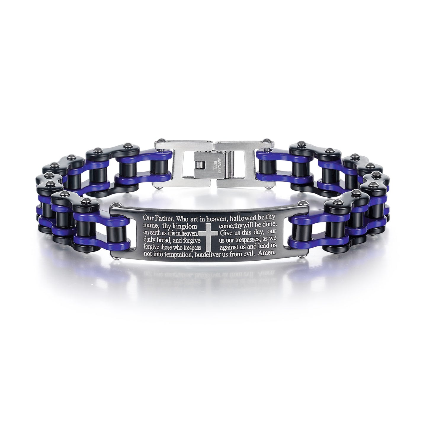 Creative Popular Men's Titanium Steel Motorcycle Chain Religious Cross Bracelet