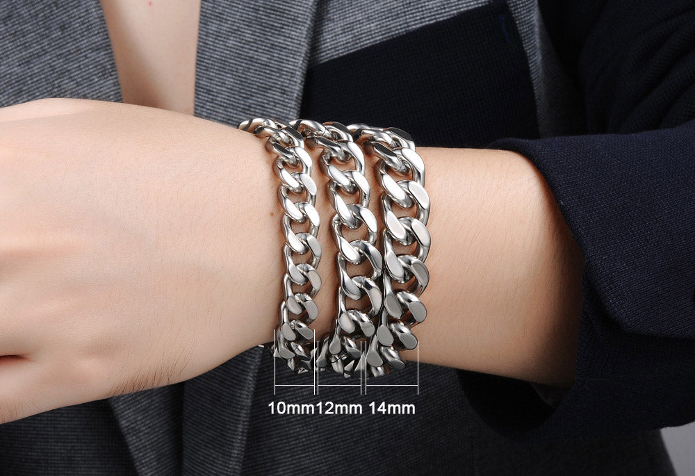 Classic Titanium Steel Thick And Wide Flat Snake Bone Chain Men's Business Bracelet
