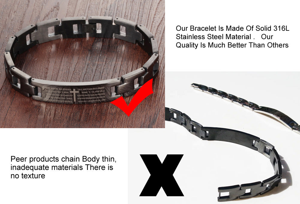 Bible Lord's Prayer bracelet Titanium steel cross men's bracelet