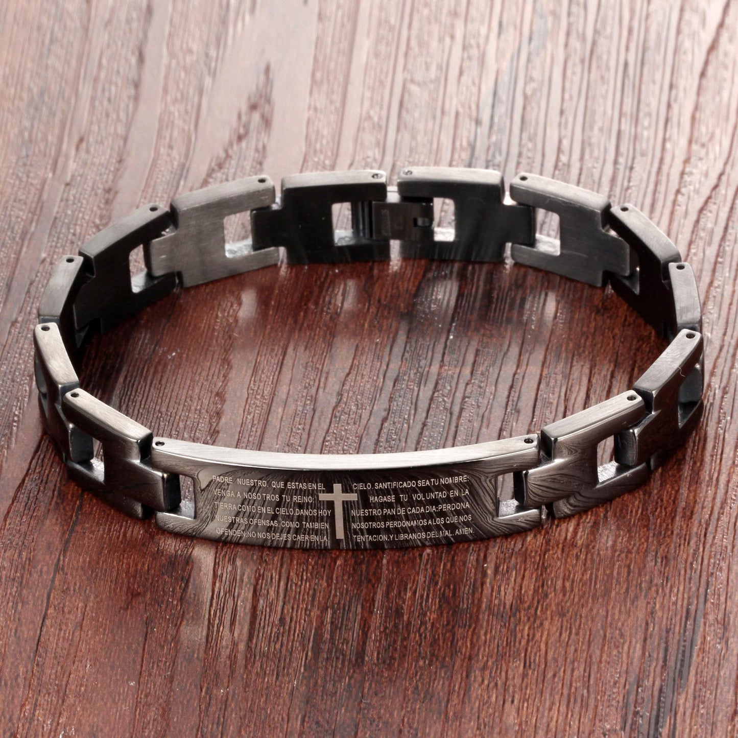 Bible Lord's Prayer bracelet Titanium steel cross men's bracelet