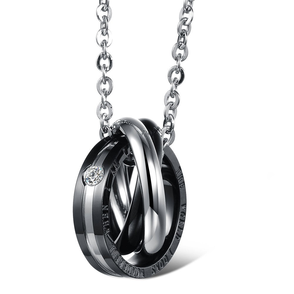 Titanium steel couple necklace