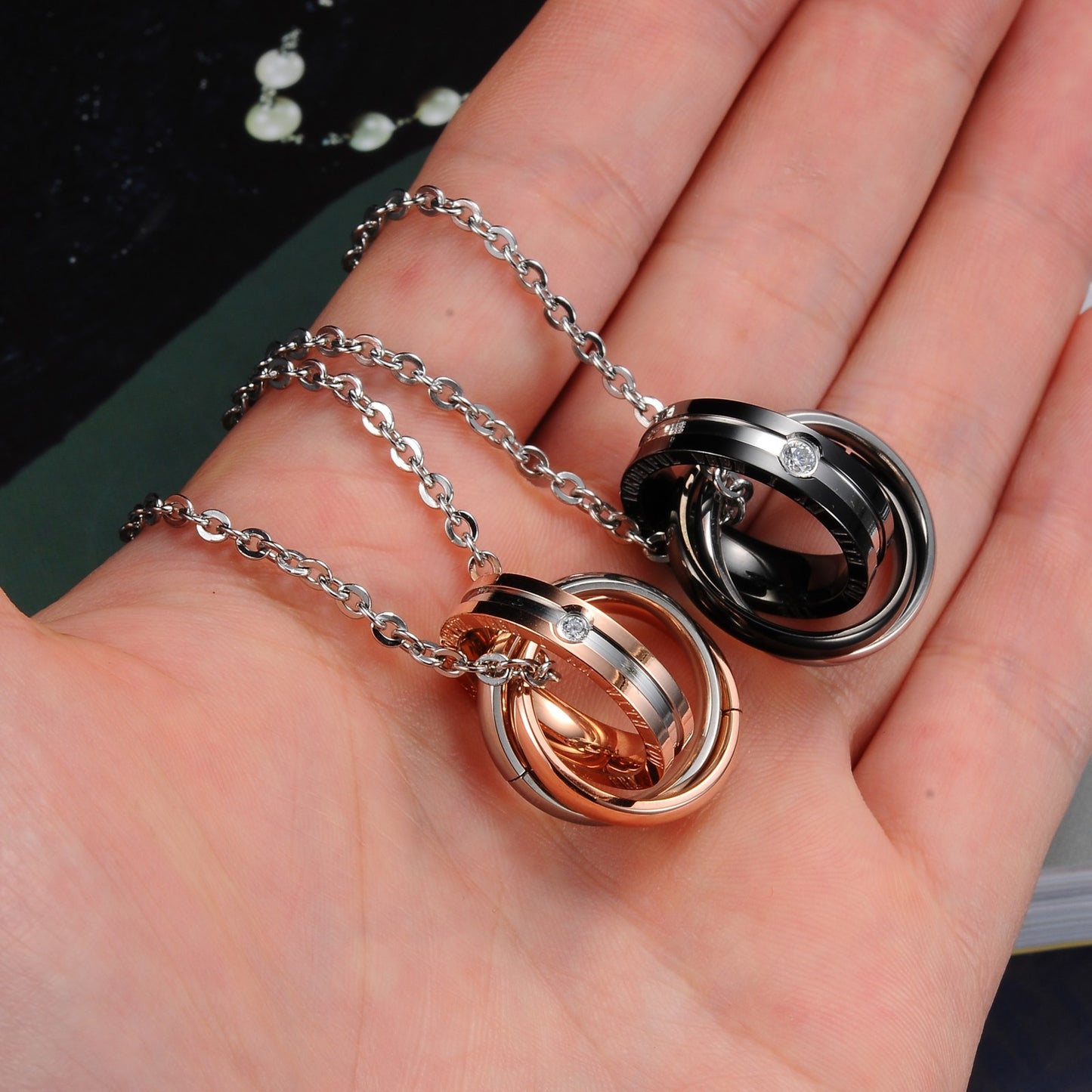 Titanium steel couple necklace