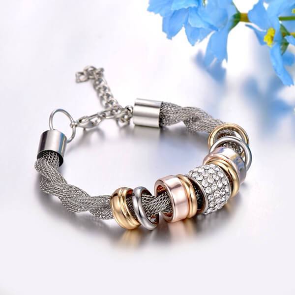 Entwined Silver Metal Bracelet