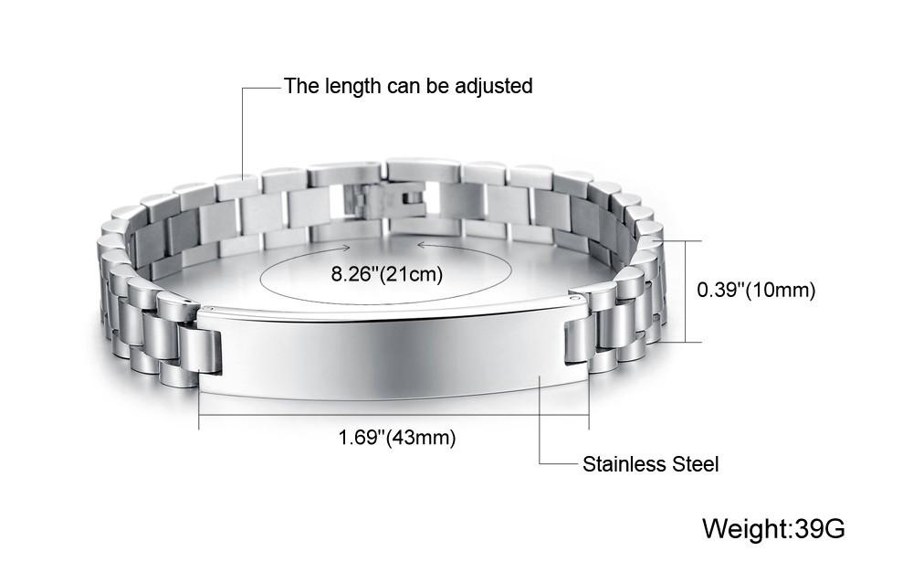 Men Fashion Casual Sporty Stainless Steel 21CM Long Jewelry Bangle