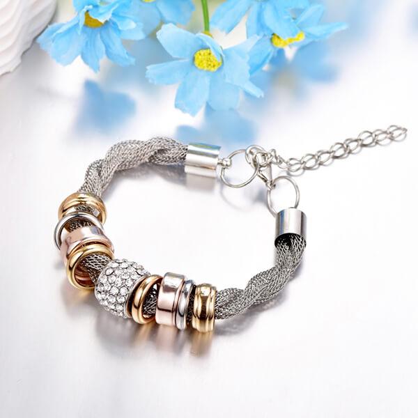 Entwined Silver Metal Bracelet