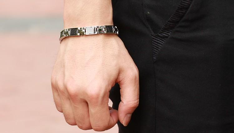 JEWELRY Fashion Gift Magnetic Bracelet Stone Inlay Health Balance STAINLESS STEEL MEN BRACELET Healthy Men Jewelry