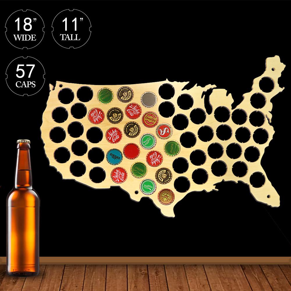 USA Patriotic Wooden Beer Cap Maps