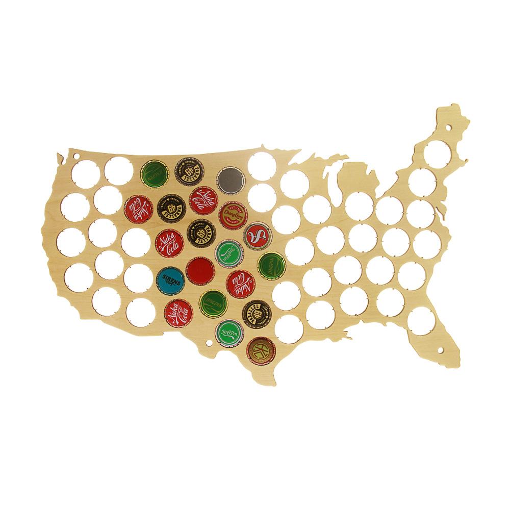 USA Patriotic Wooden Beer Cap Maps