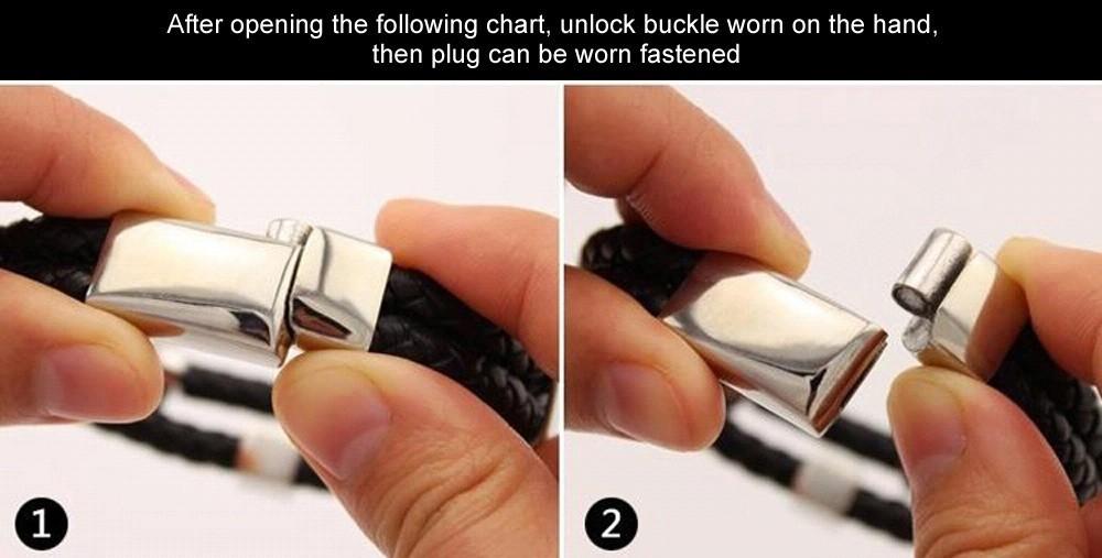 Fashion Knitted Genuine Leather Rope Chain Man Bracelets Classical Simple Design Men Jewelry With Magnet Buckle