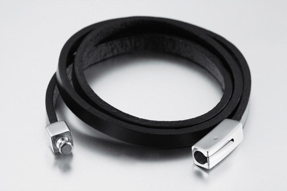 Three Layers Real Leather Bracelets Classical Full Steel Magnet Clasp Men Jewelry