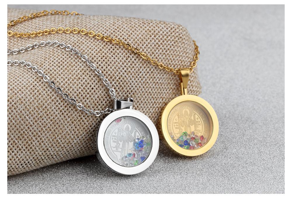 Religious Virgin of Guadalupe Pendant Necklace Fashion Women Men Stainless Steel Vintage Jewelry Link Chain Necklaces