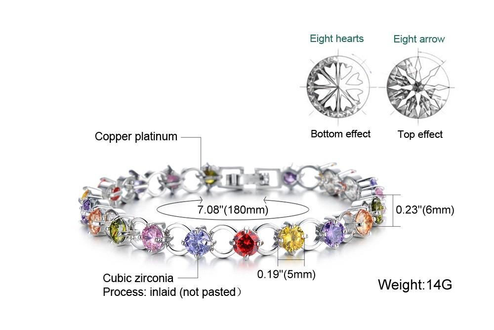 Classical Multicolor/White Rhinestone Women Bracelets Delicate Girls' Gift White Gold Color Link Chain Jewelry Bangle