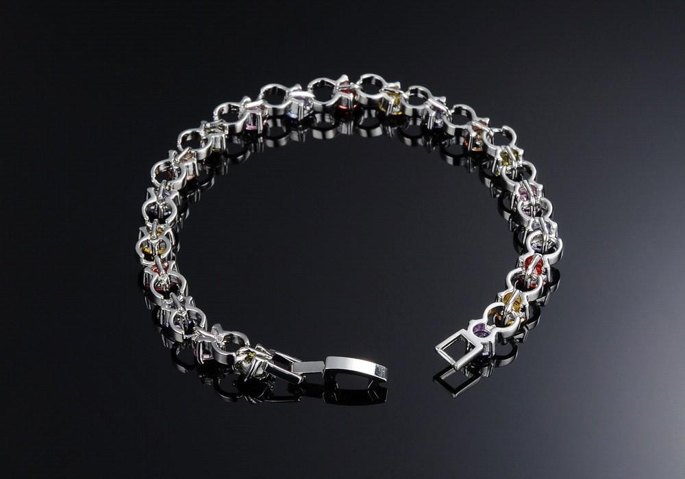 Classical Multicolor/White Rhinestone Women Bracelets Delicate Girls' Gift White Gold Color Link Chain Jewelry Bangle