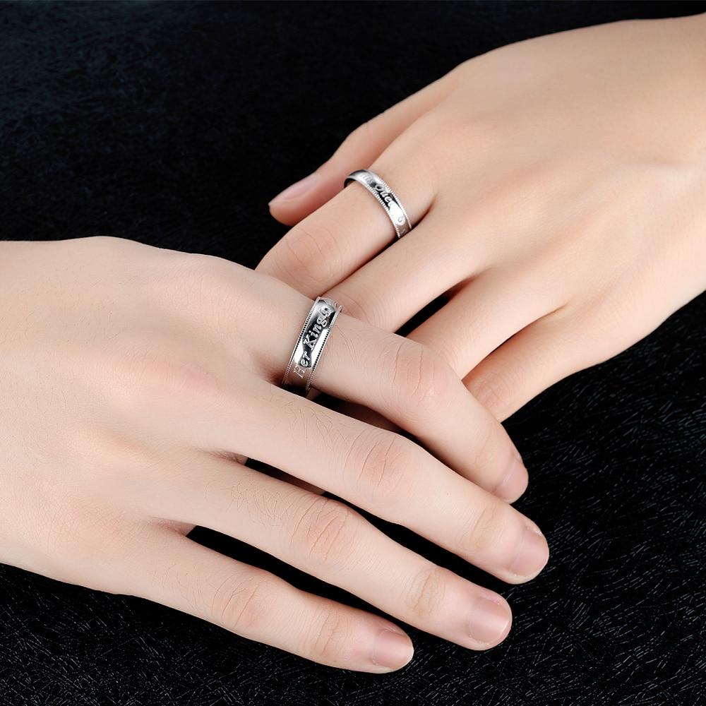 Romantic Couple Rings "Her King His Queen" Stainless Steel Engraving Ring For Lover Best Jewelry Gift