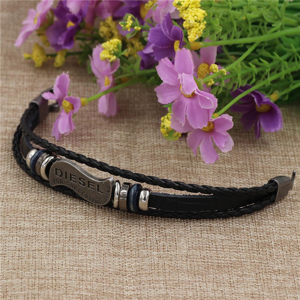 Multi layer Braided Leather Unisex Punk Style Bracelet