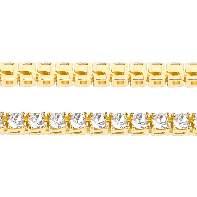 new Hip hop Bracelet Tin Alloy Gold Silver color Iced Rhinestone Crystal 1 Row Tennis Chain Bracelet for man women gift