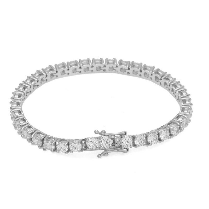 new Hip hop Bracelet Tin Alloy Gold Silver color Iced Rhinestone Crystal 1 Row Tennis Chain Bracelet for man women gift