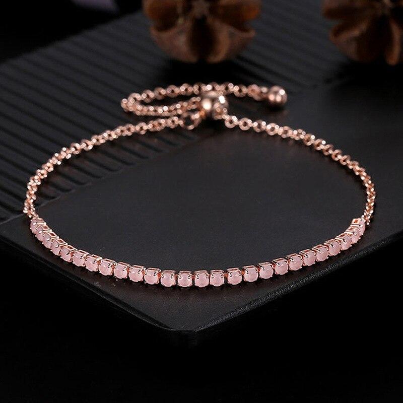 Elegant Cubic Zirconia Crystal Bracelet For Women Rose Gold Silver Color Bracelets Bangles Statement Fashion Jewelry New